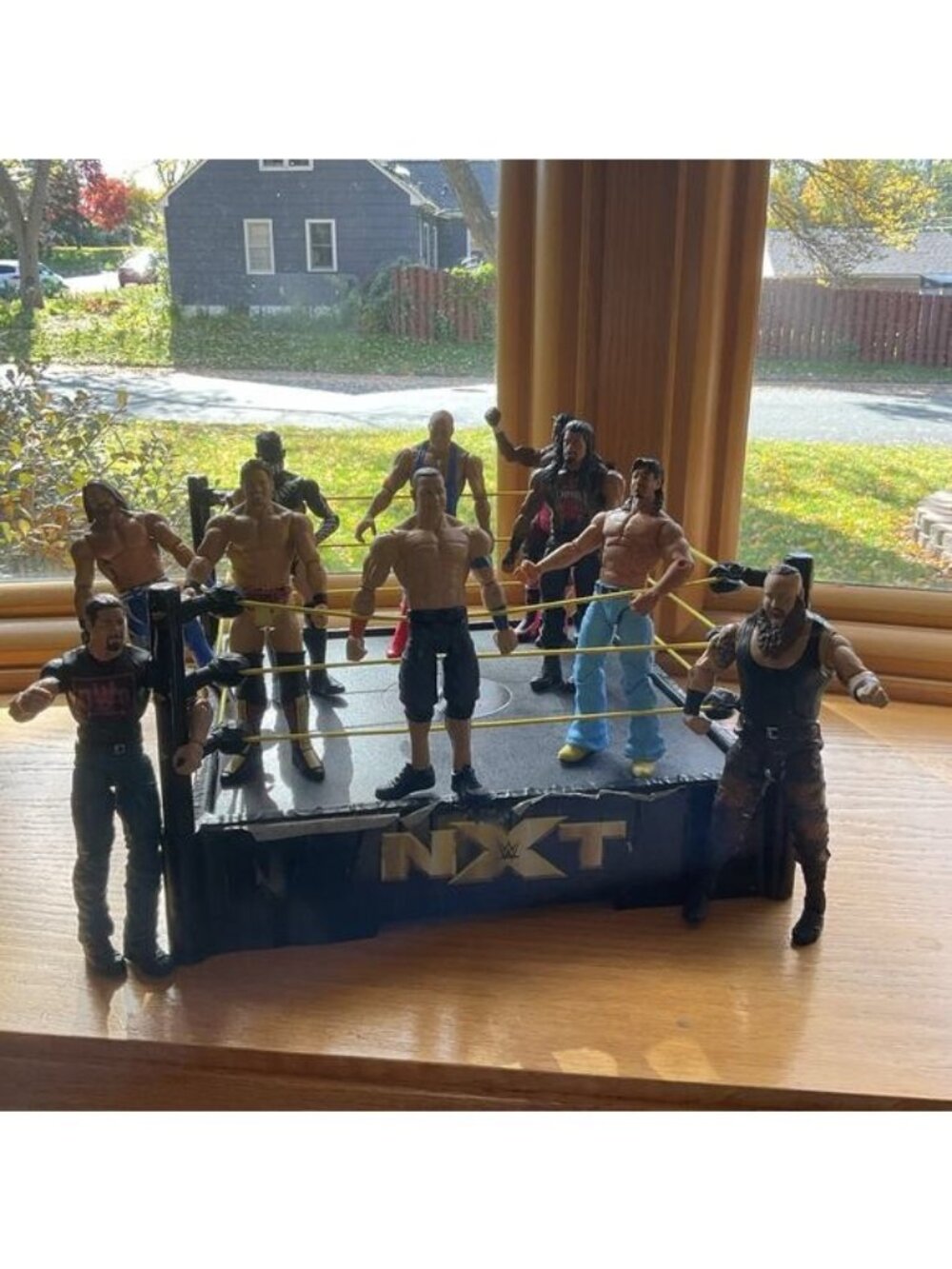 WWE NXT Wrestling Ring & Mattel Action Figures Lot John Cena Roman Reigns 10pc